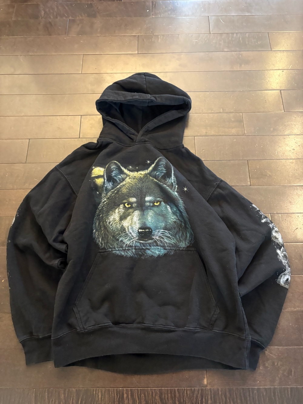 Black Wolf Graphic Hoodie Sweatshirt - Men's